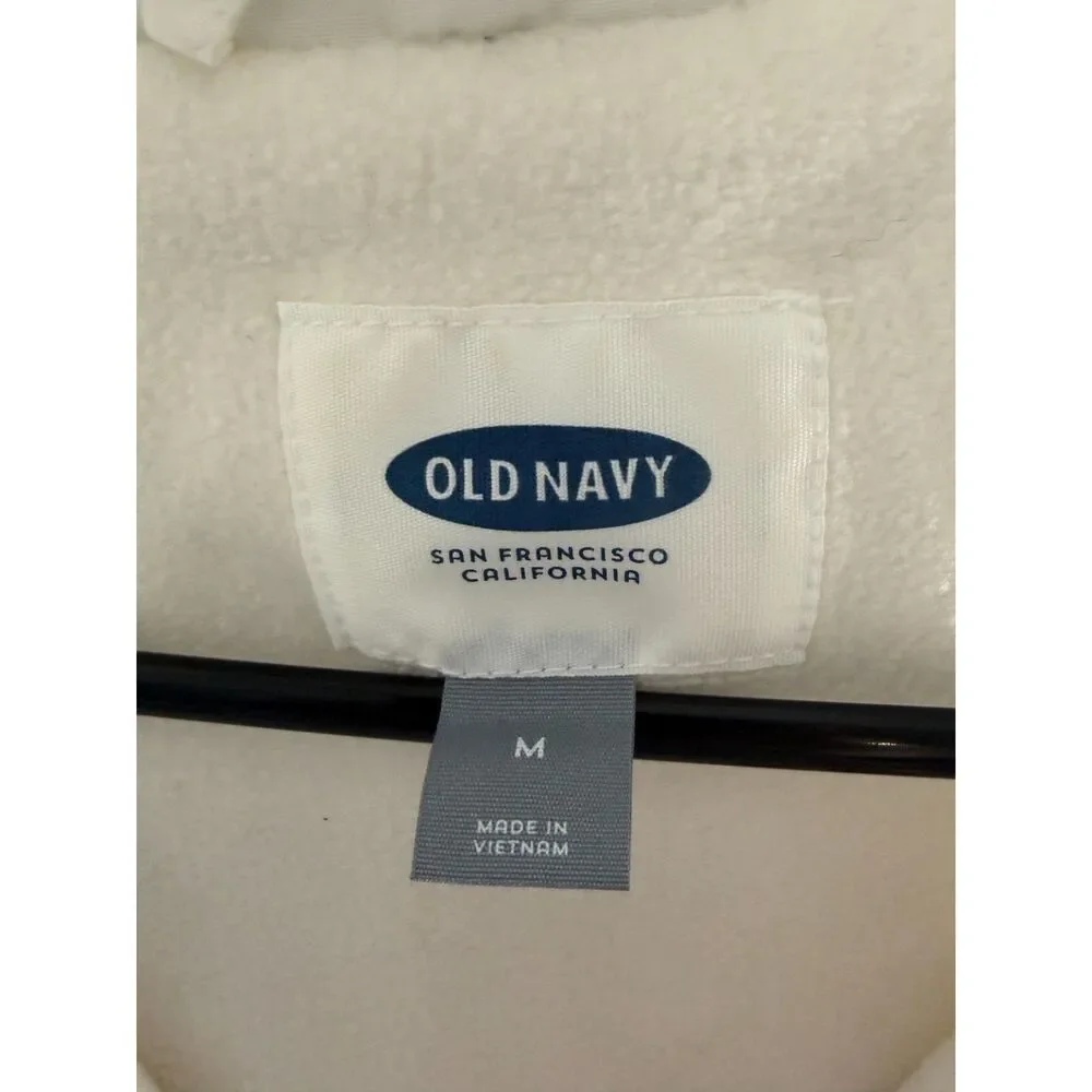 Old Navy Women’s Medium M White Puffer Vest Full Zip Quilted